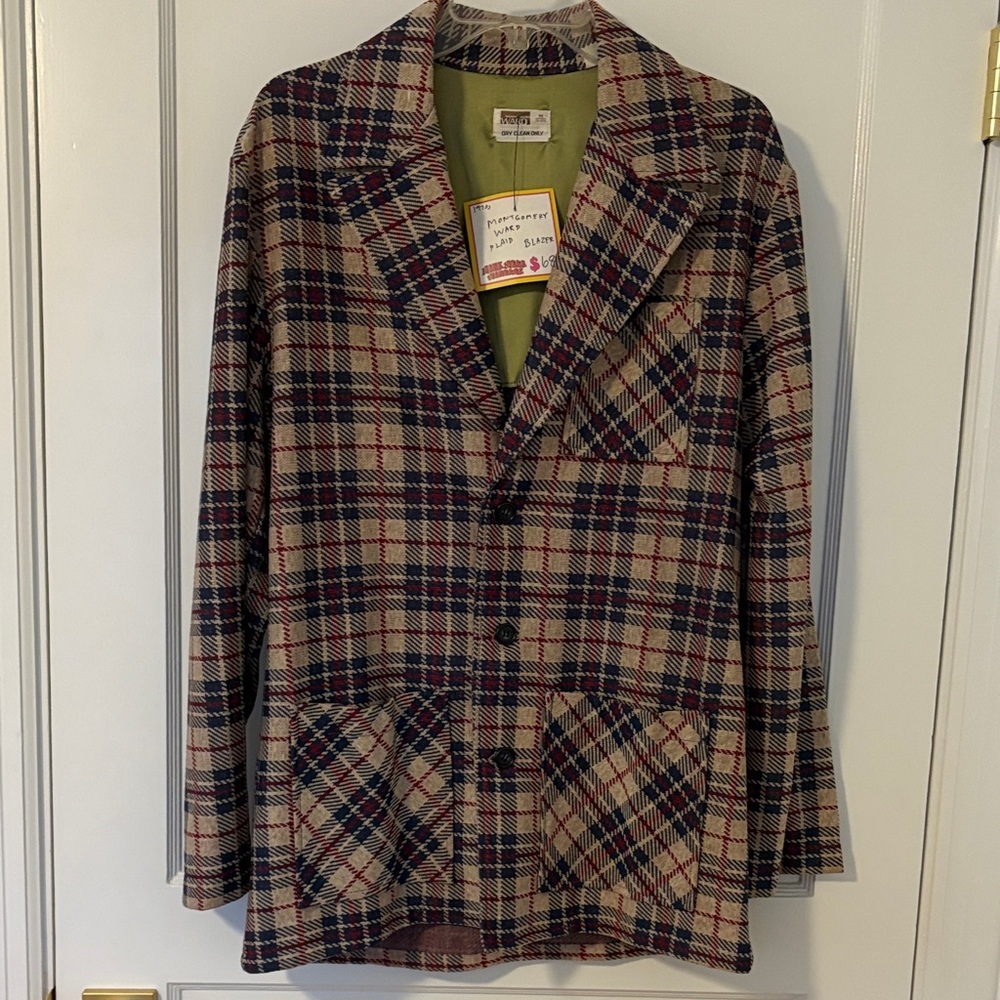 Vintage Montgomery Ward Plaid Sport Coat/Blazer for Men